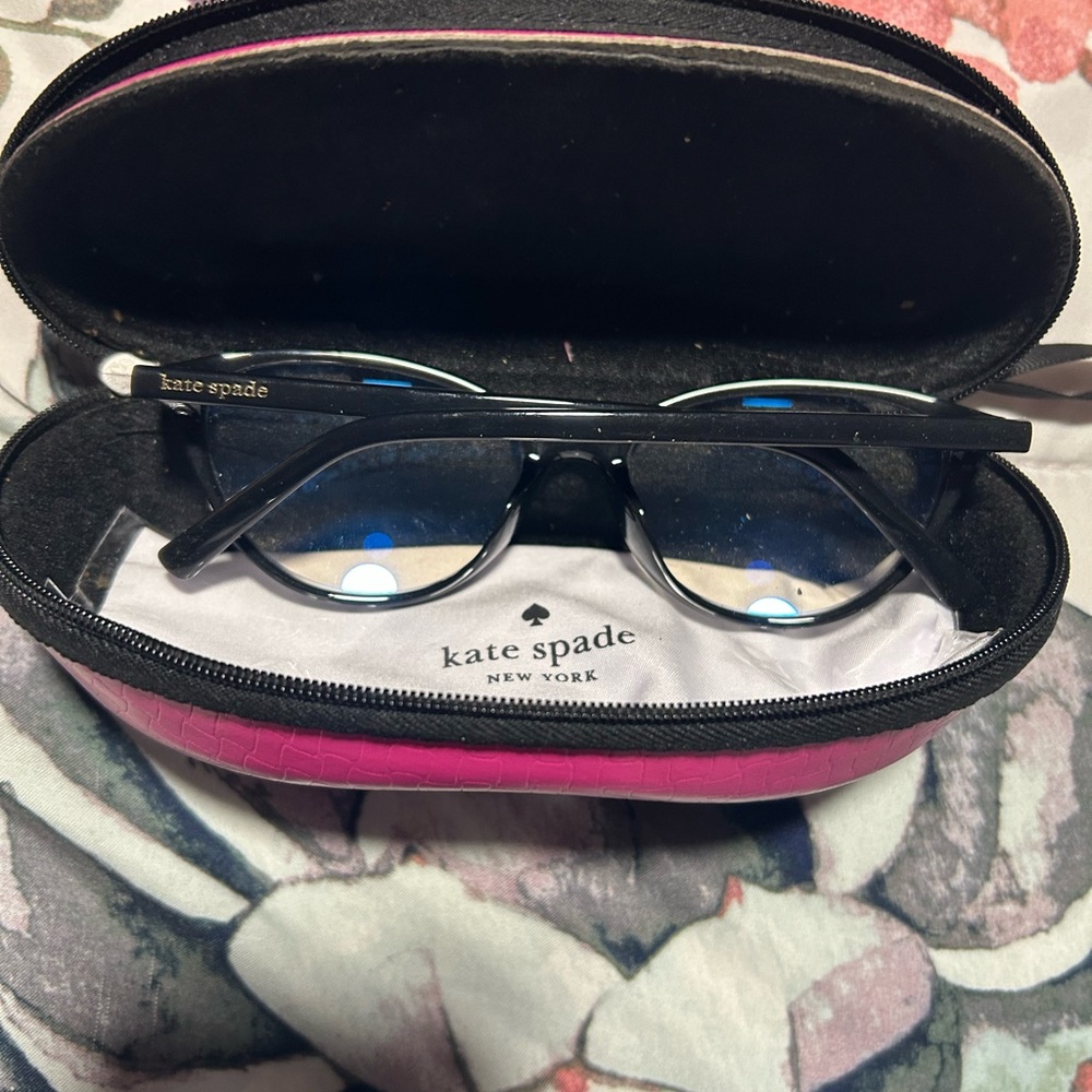 Kate Spade New York Black Eyeglasses Floral Arms Frames Only EUC - Picture 2 of 4
